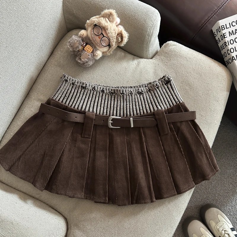 Chic Corduroy Striped Mini Skirt
