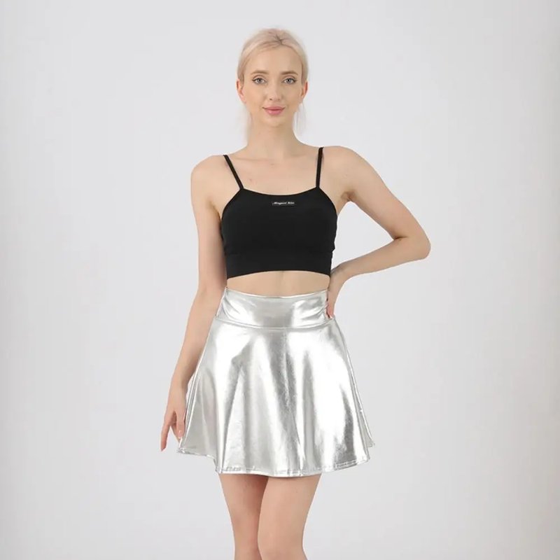 Chic Metallic Pleated Mini Skirt