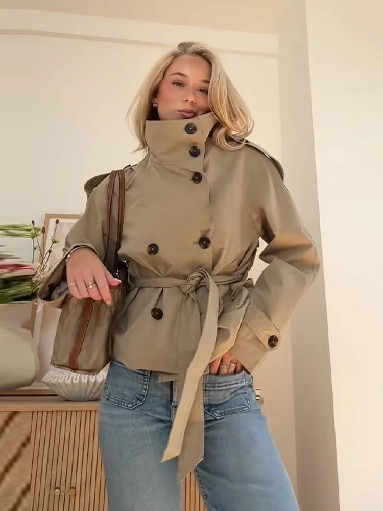 Chic Cropped Trench Jacket for Women