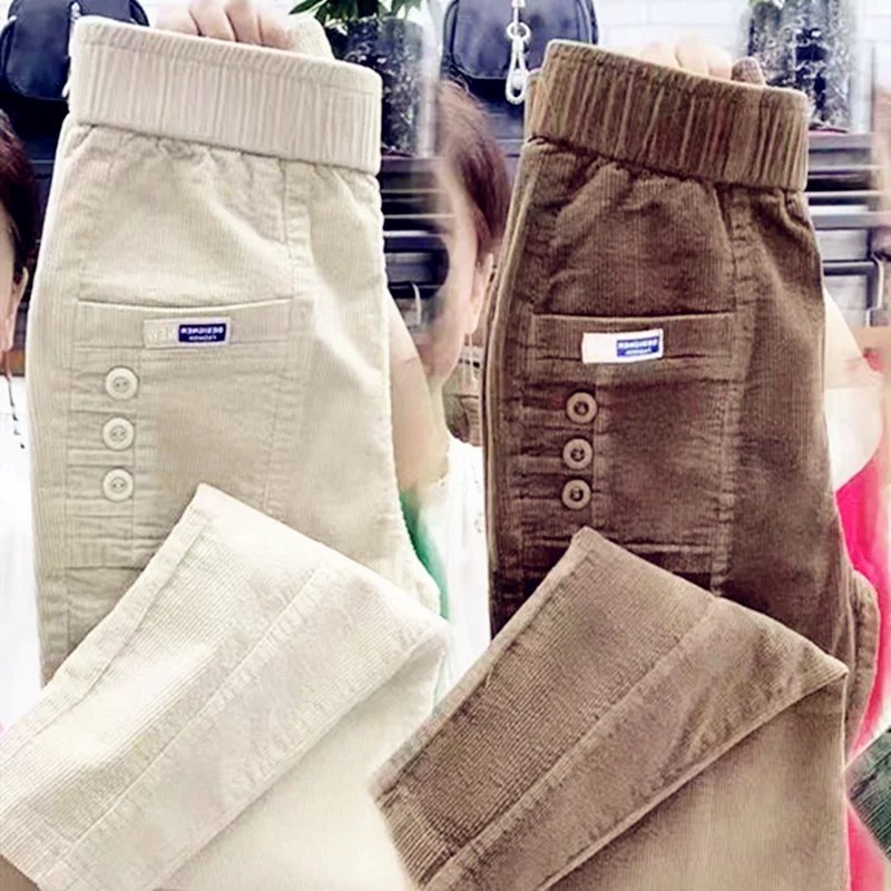 Chic Korean Casual Corduroy Pants