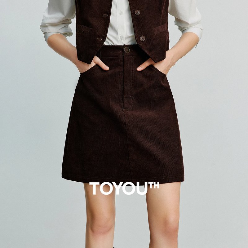 Retro Corduroy Midi Skirt