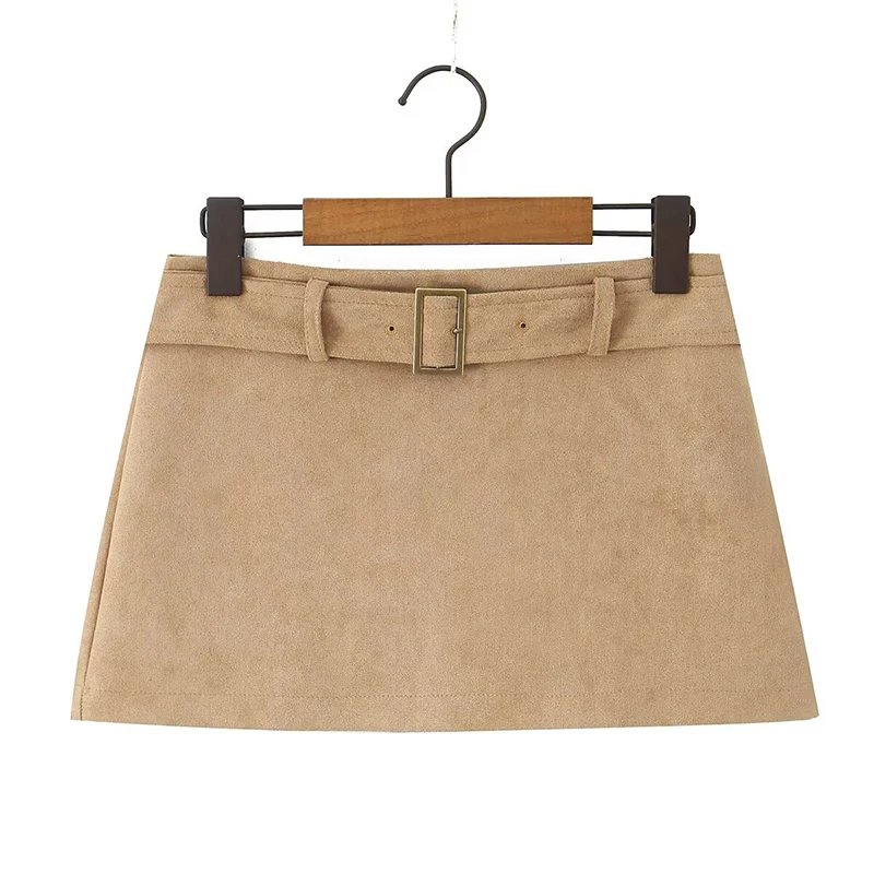 Chic Faux Suede A-line Mini Skirt