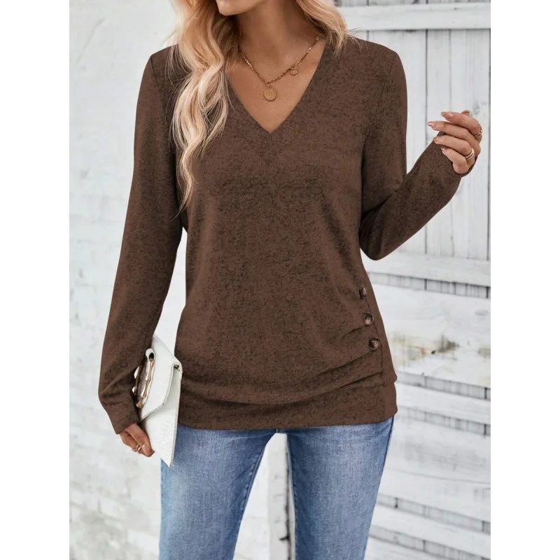Elegant Long-Sleeve V-Neck Top