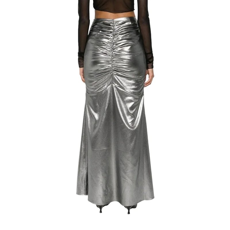 Chic Plus Size Metallic Fishtail Skirt