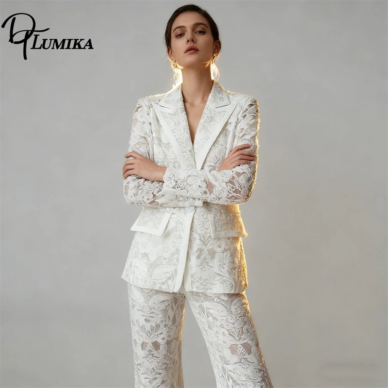 Elegant Women's Mesh Lace Suit Set