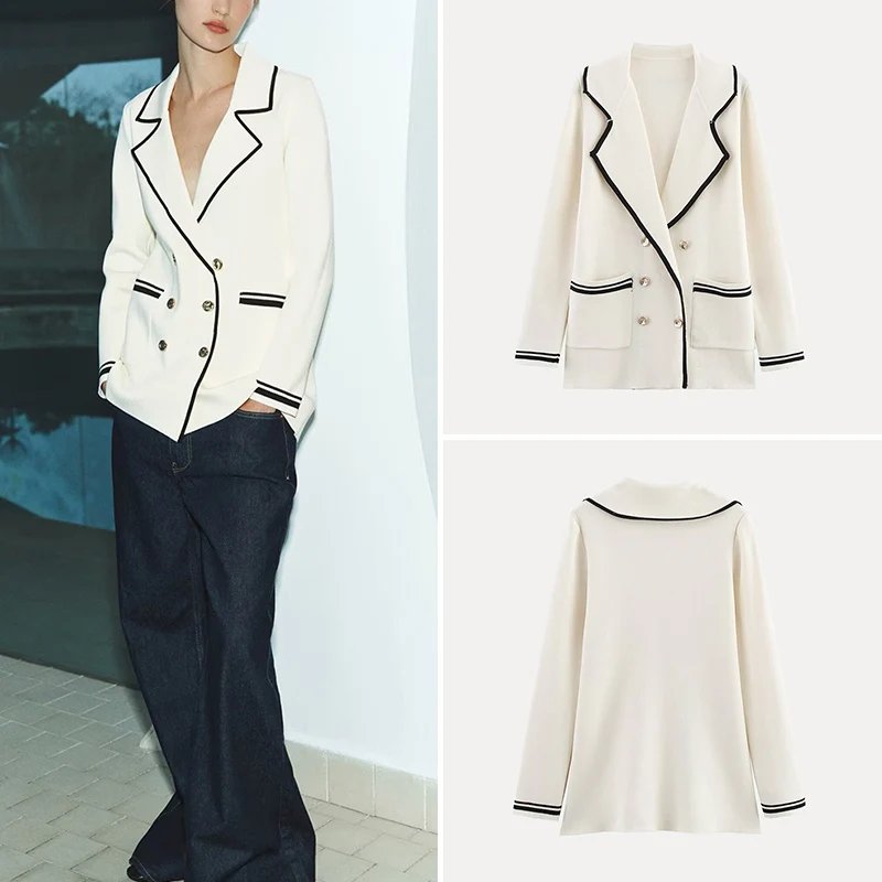 Chic Knitted Long Sleeve Suit Jacket