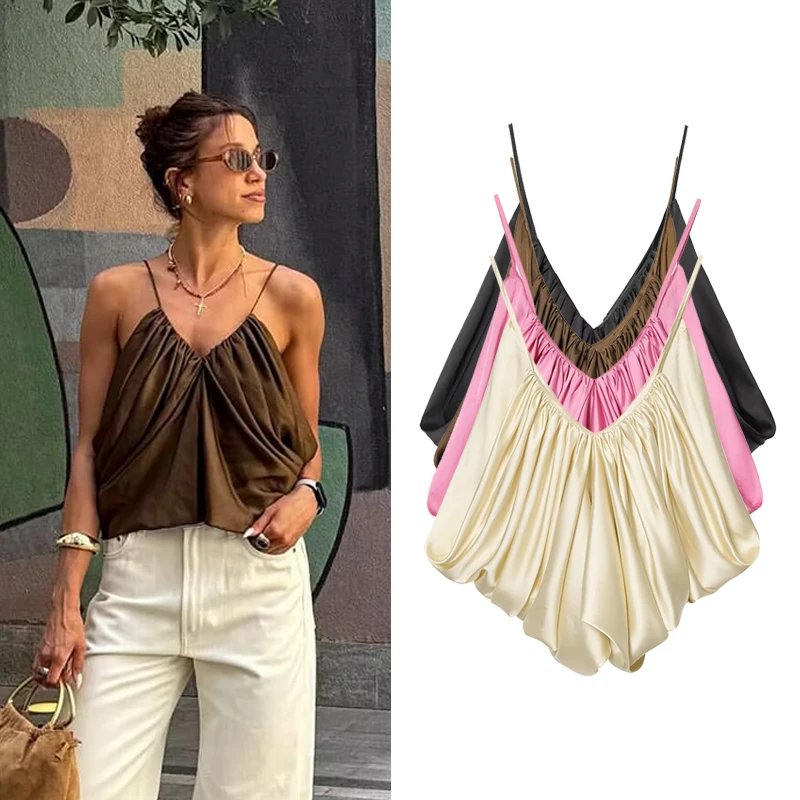 Chic Satin V-Neck Slip Top