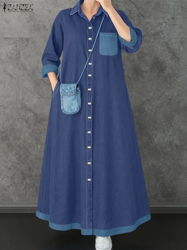 Chic Autumn Denim Shirt Dress