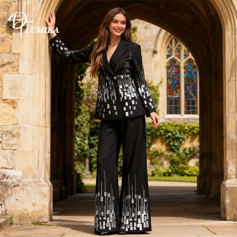 Luxury Sequined 2-Piece Suit Set