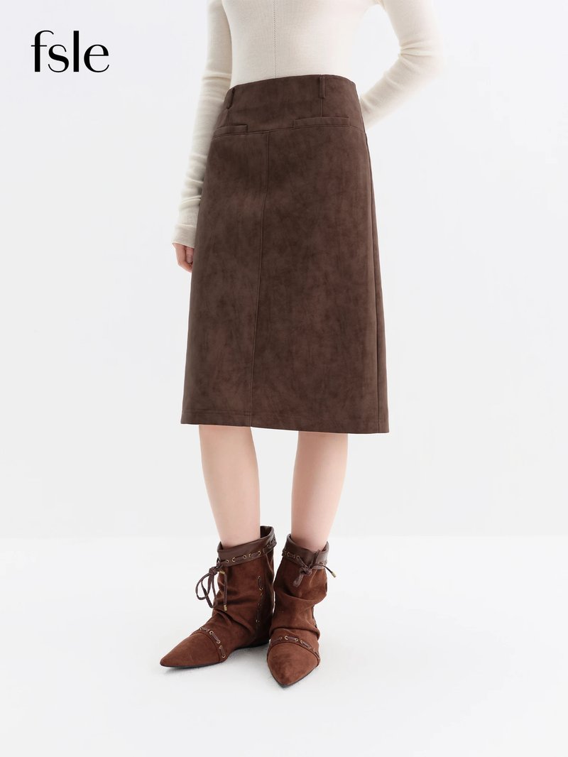 Vintage High-Waisted Suede Skirt