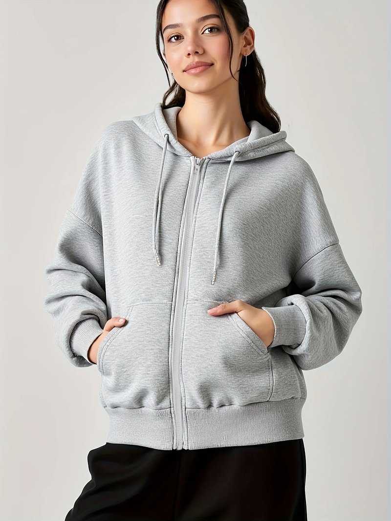 Cozy Velvet Hooded Sweatshirt Jacket