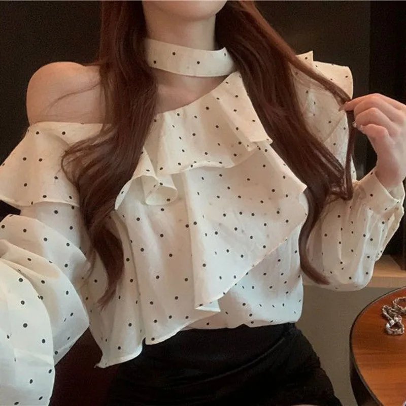 Elegant Polka Dot Chiffon Blouse