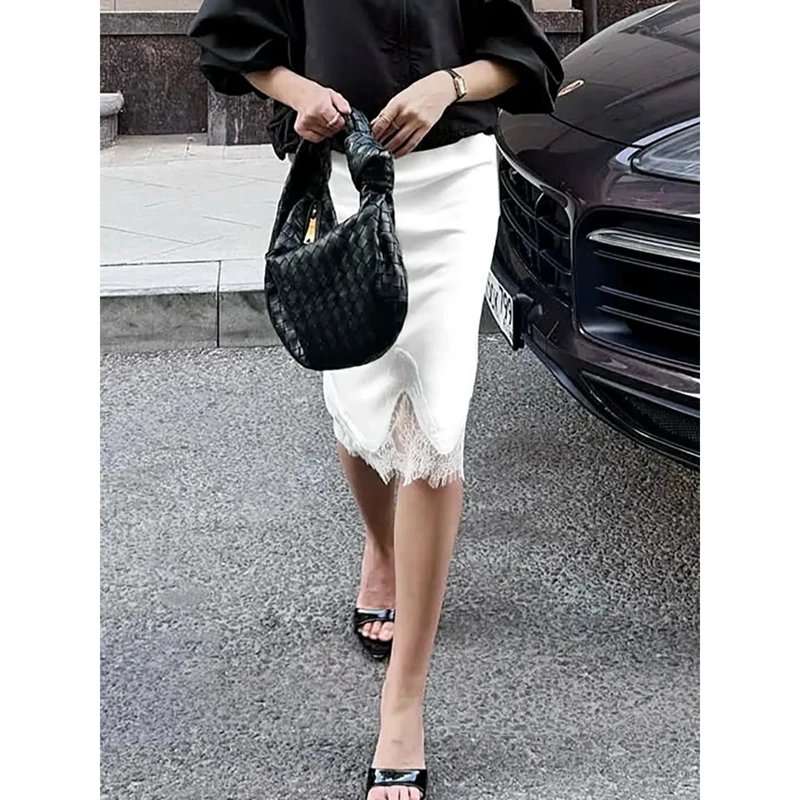 Elegant Silk Satin Midi Skirt