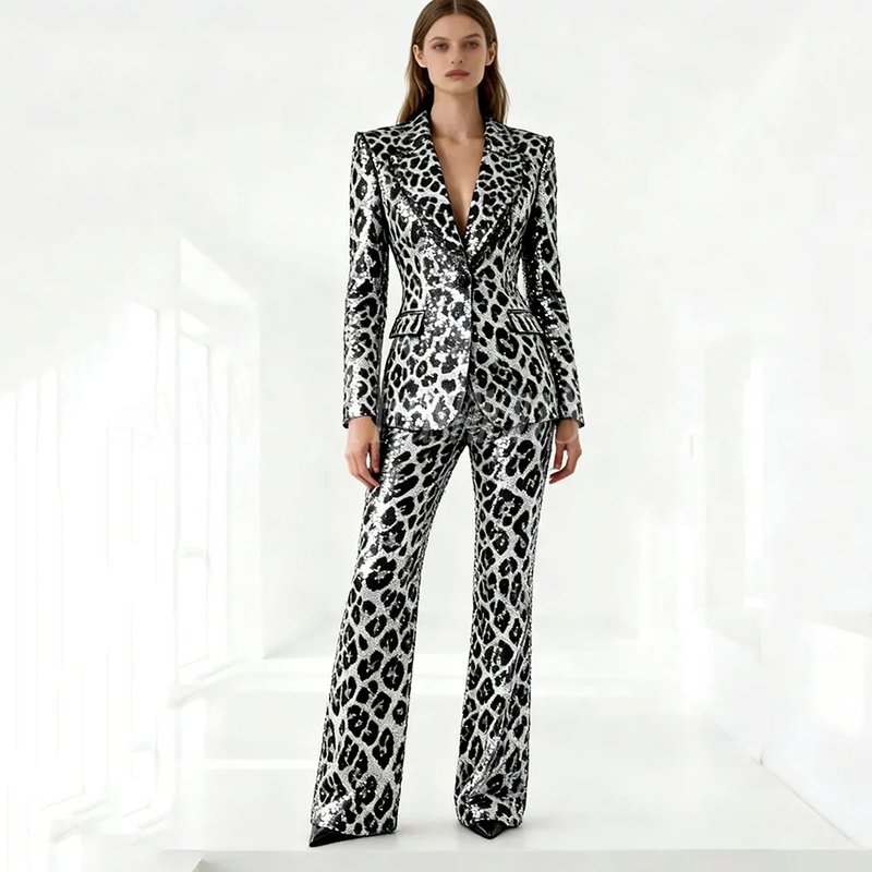 Sparkly Leopard Print Suit Set