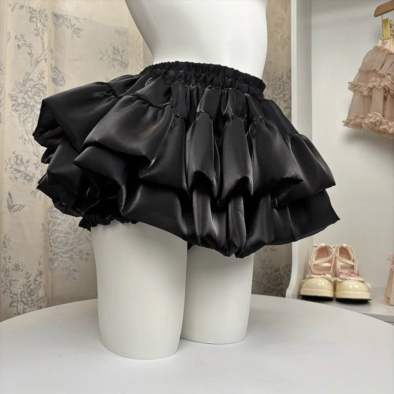 Chic Satin Ruffle Mini Skirt