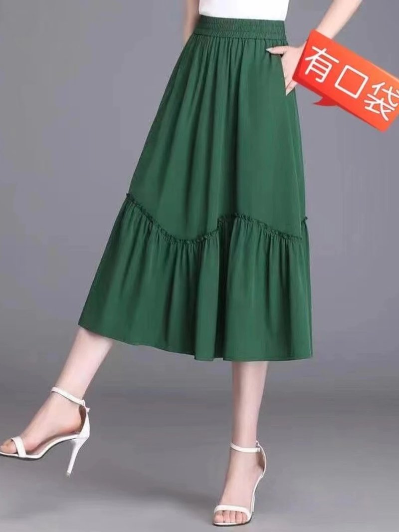 Plus Size A-Line Midi Skirt