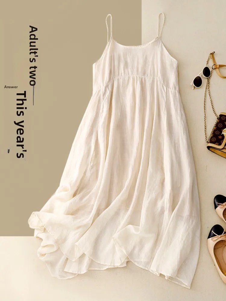 Summer Sleeveless Cotton Linen Dress