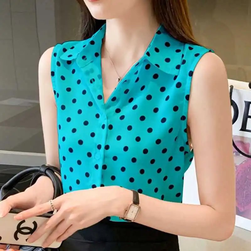 Chic Polka Dot Chiffon Top