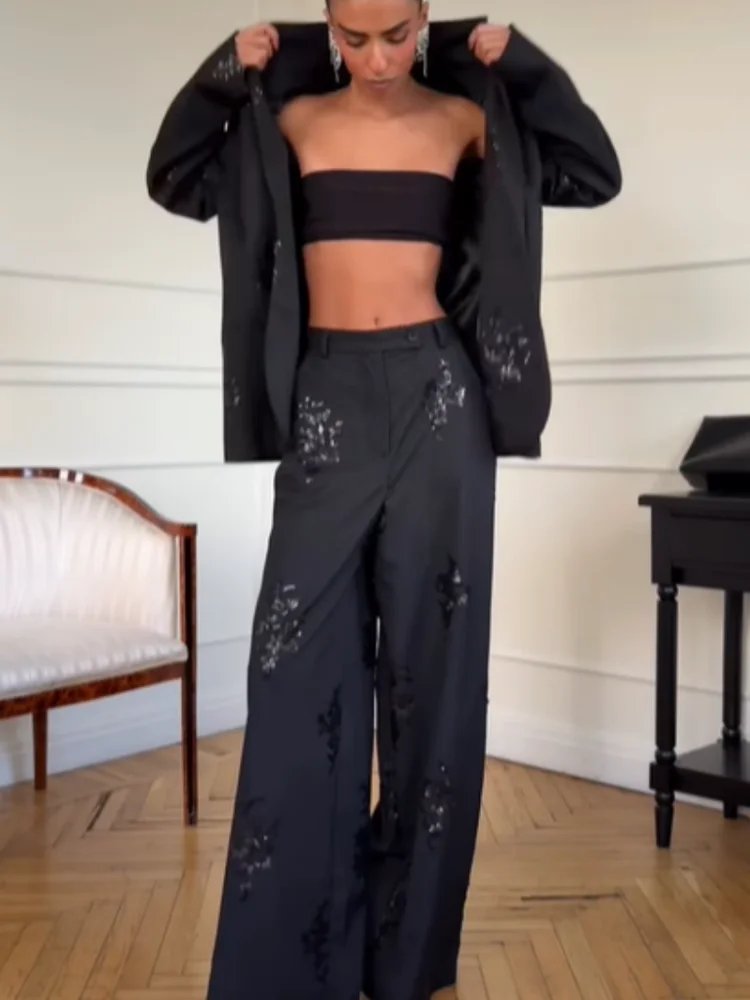 Chic Sequin Blazer and Pants Set