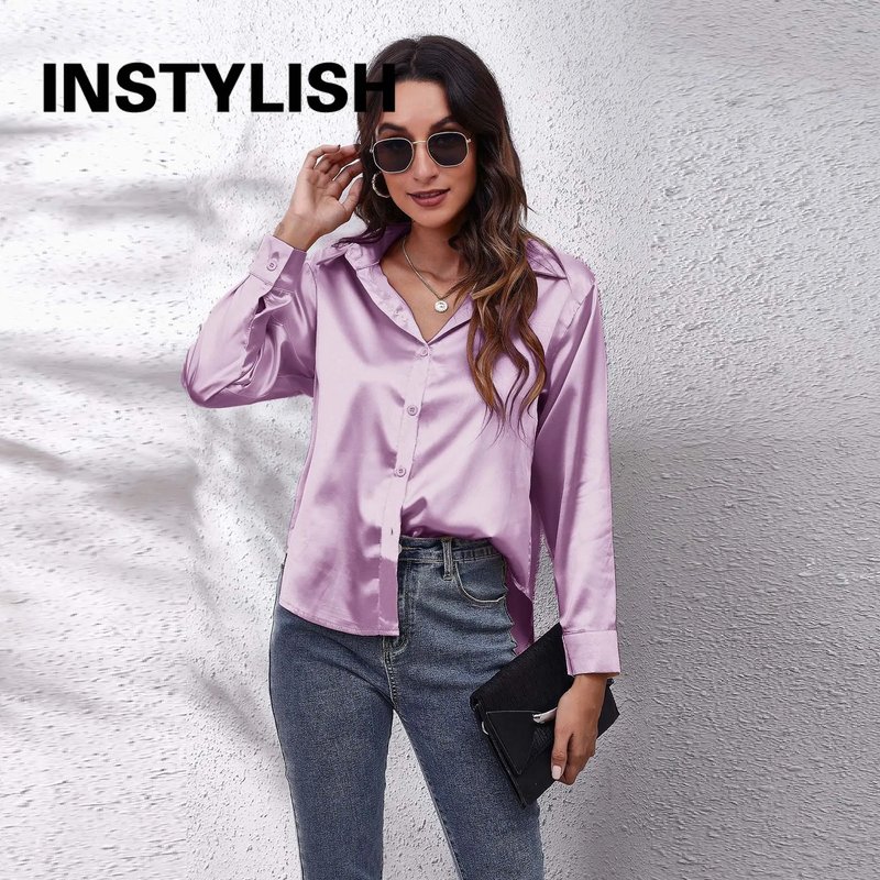 Elegant Satin Long Sleeve Blouse