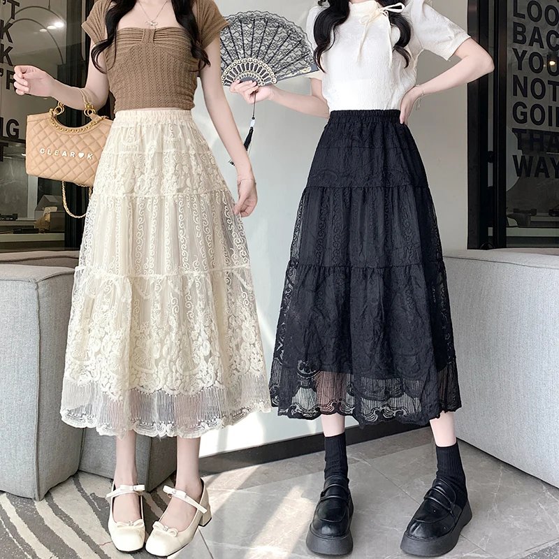 Floral Lace Midi Skirt