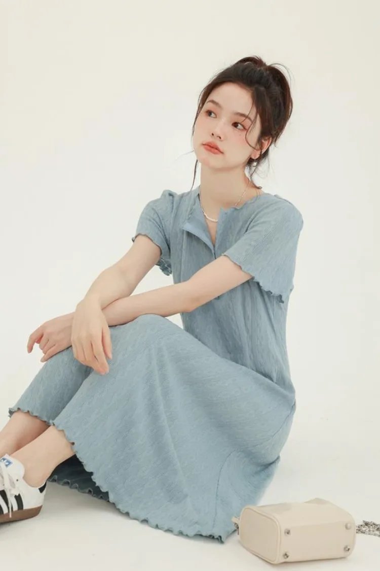 Chic Blue A-Line Dress for Women