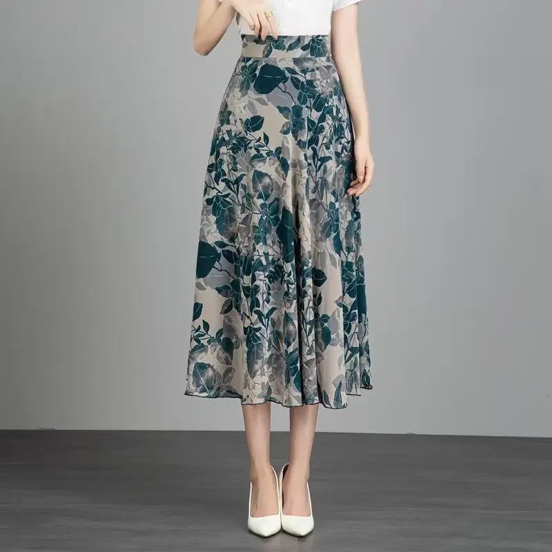 Floral Chiffon Maxi Skirt