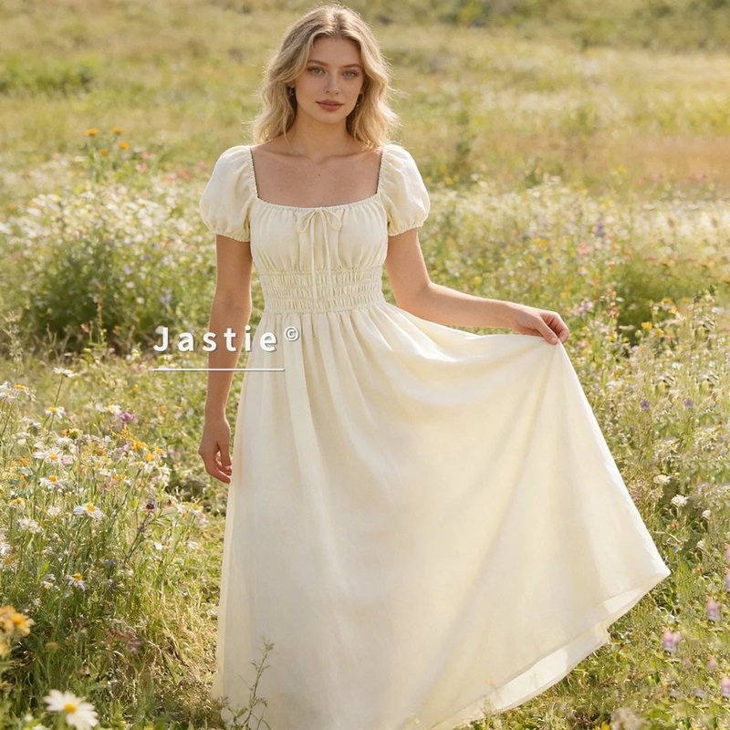 Vintage Puff Sleeve Midi Dress