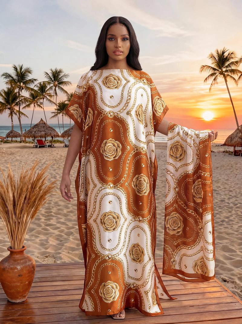 Elegant Summer Print Kaftan Dress