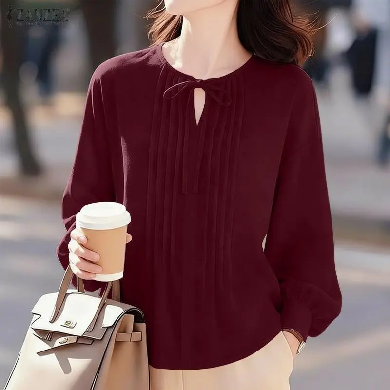 Chic Lace-Up V-Neck Blouse