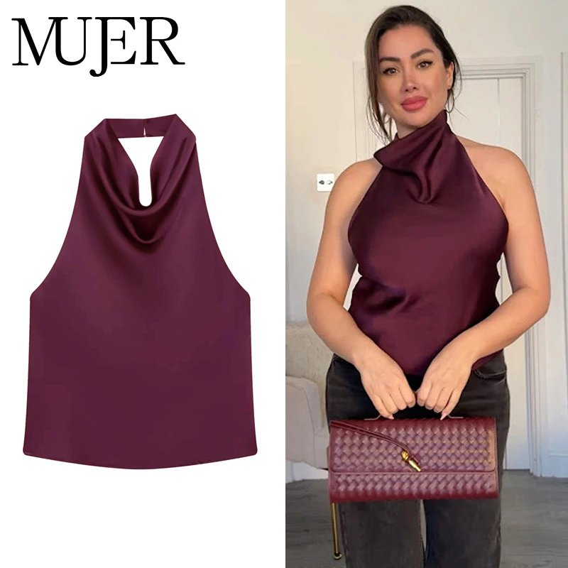 Elegant Satin Halter Top for Women