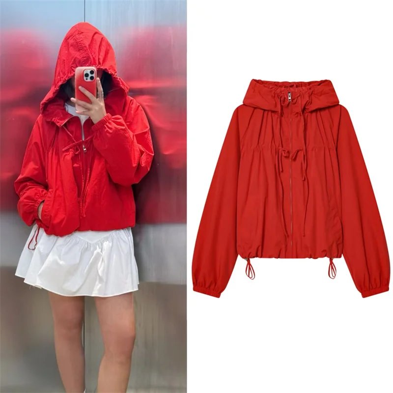 Versatile Red Hoodie Jacket