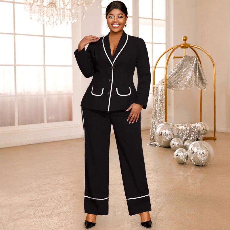 Chic Plus Size Blazer and Pants Set