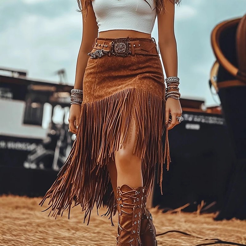 Boho Fringe Mini Skirt