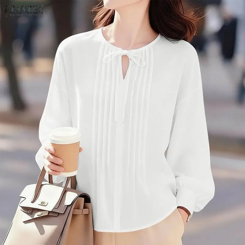 Elegant Lace-Up White Blouse
