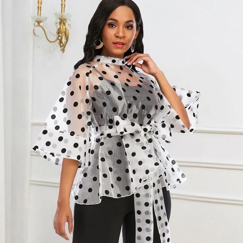 Elegant Plus Size Polka Dot Blouse