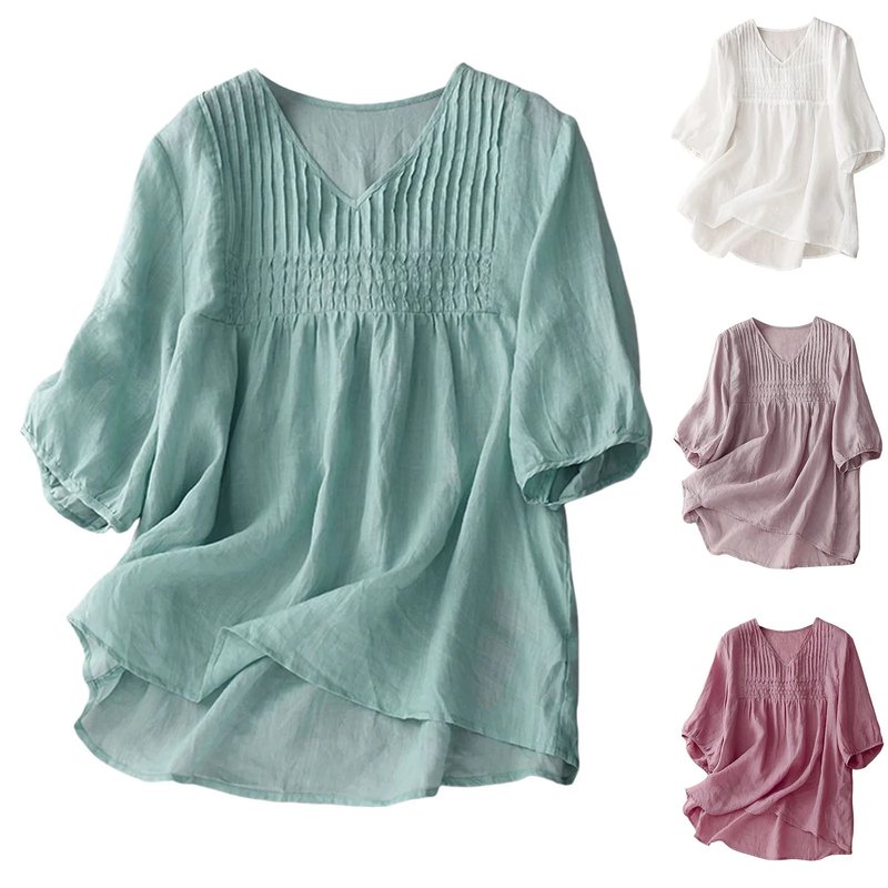 Chic Pleated V-Neck Blouse