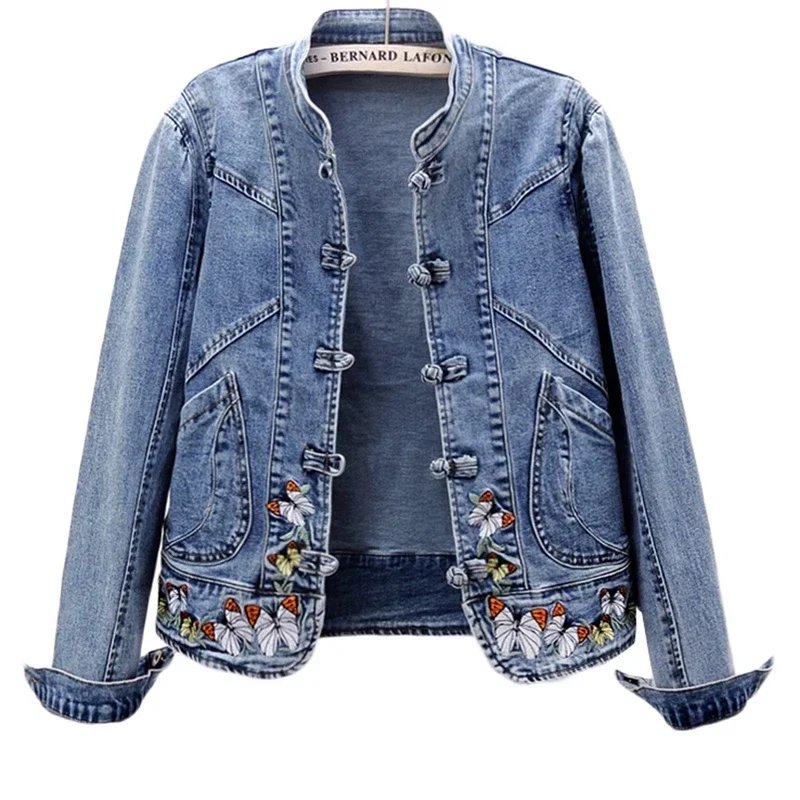 Embroidered Denim Jacket for Women