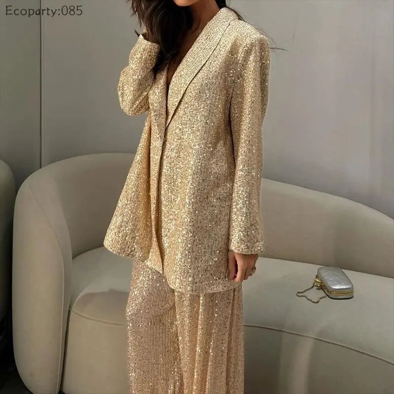 Stylish Sequin Pant Suit Set