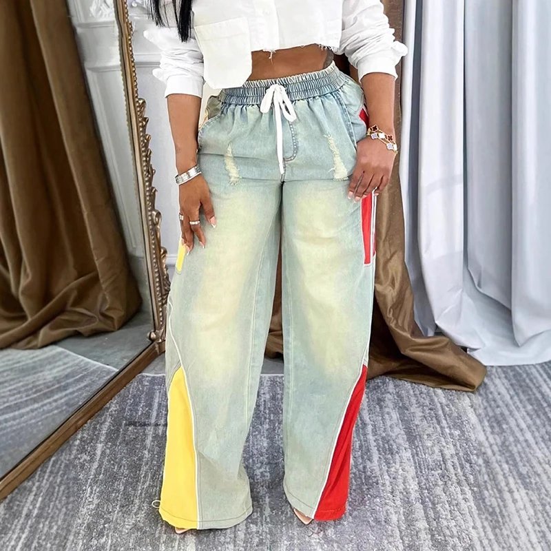 Stylish Wide Leg Denim Joggers