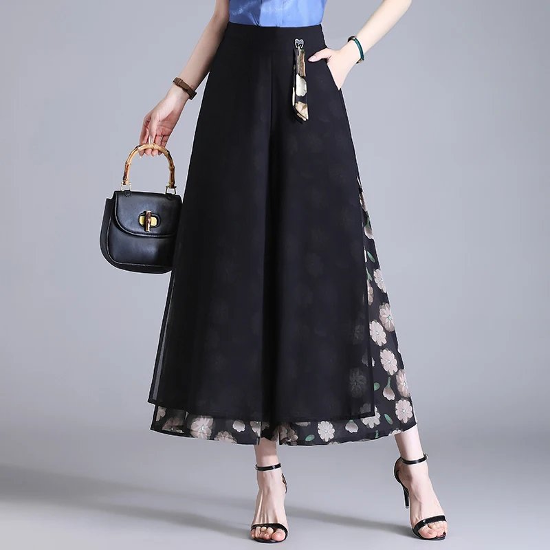 Chic Summer Chiffon Wide Leg Pants