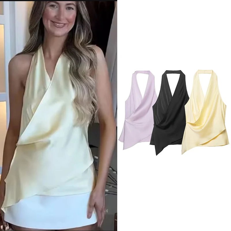 Chic Satin Halter Top for Women