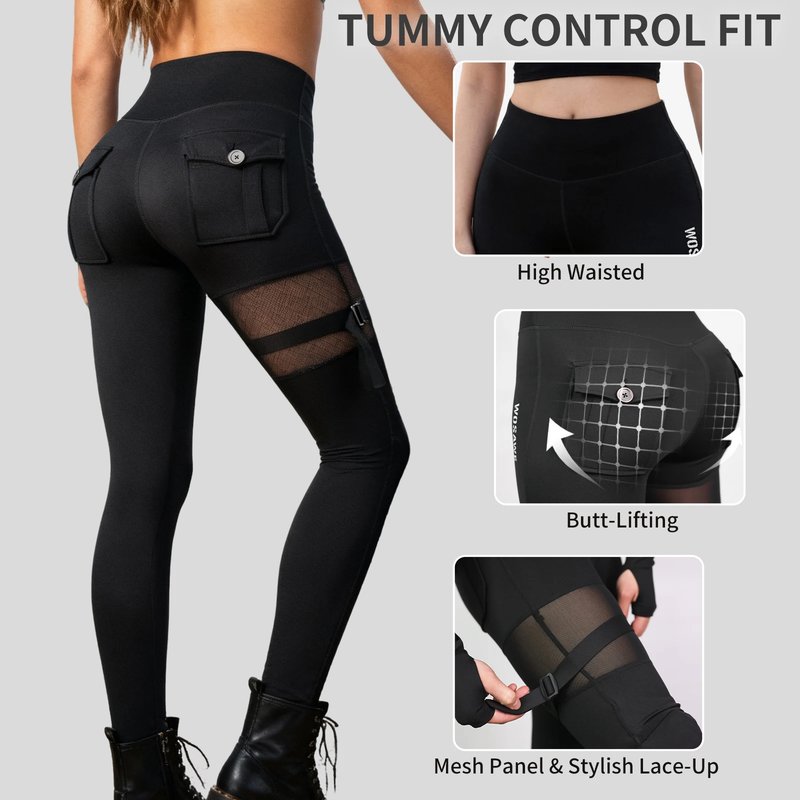 WOSAWE Women's High Waist Moto Leggings