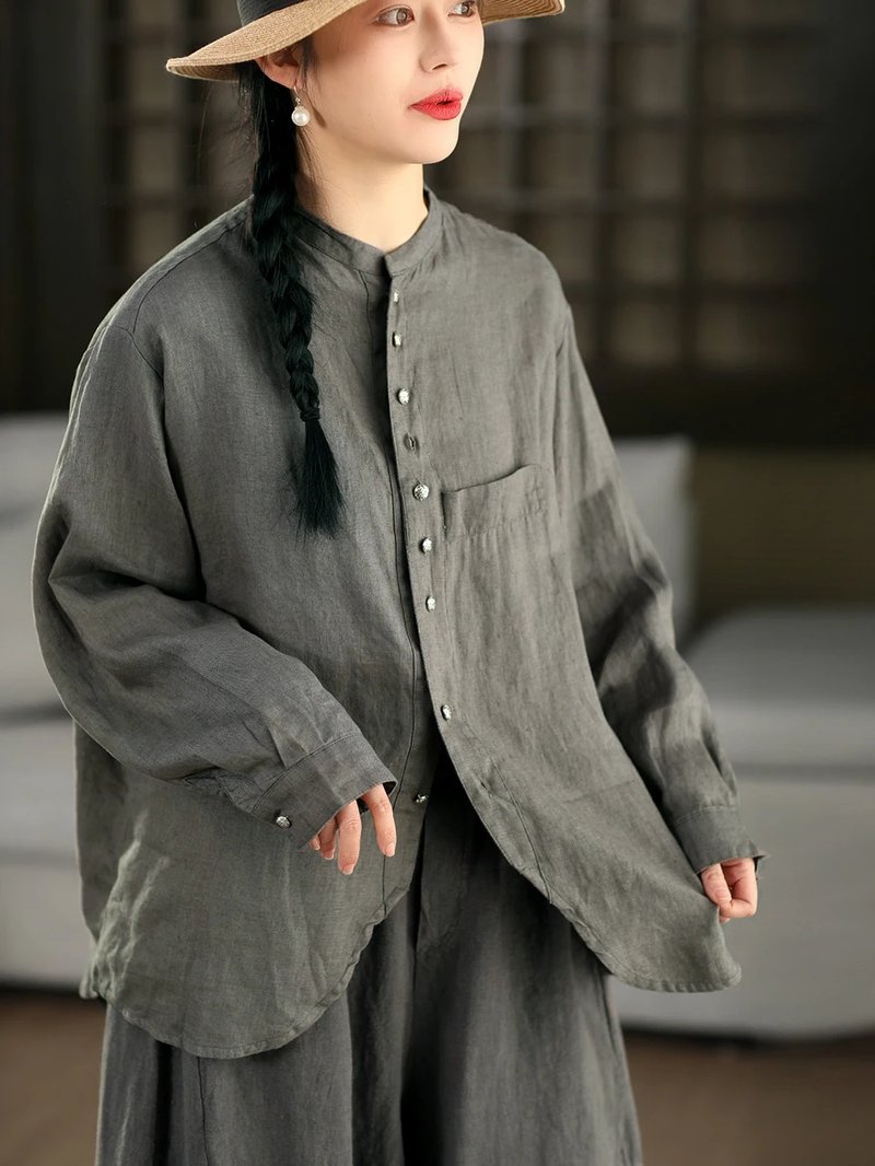 Women's Retro Linen Cardigan