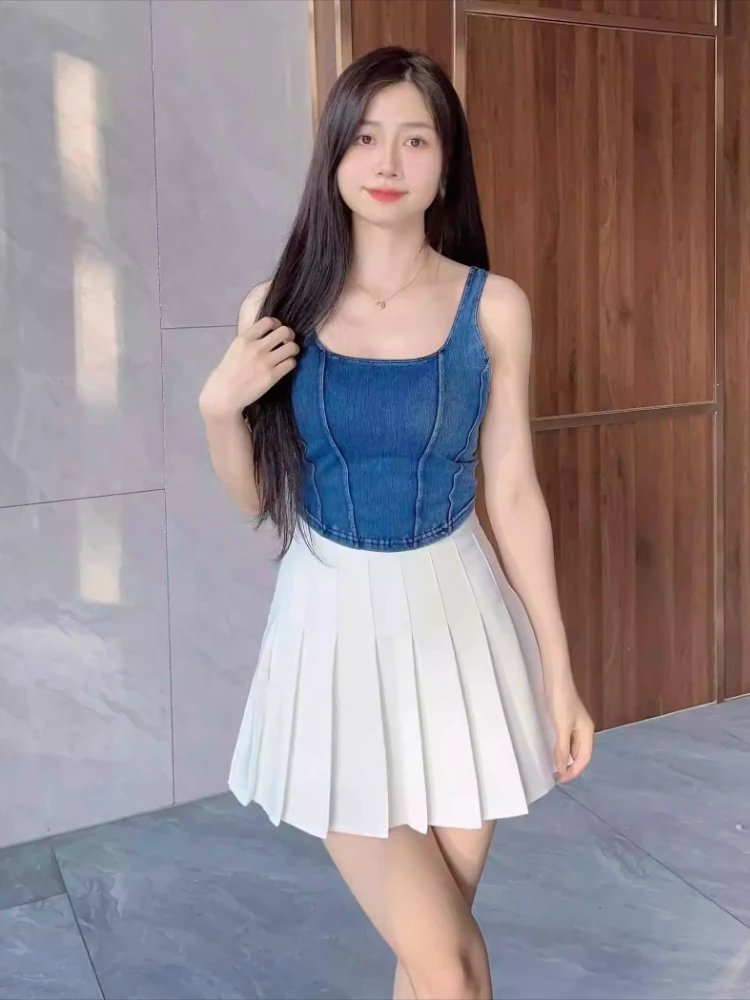 U-Shaped Denim Yoga Crop Top