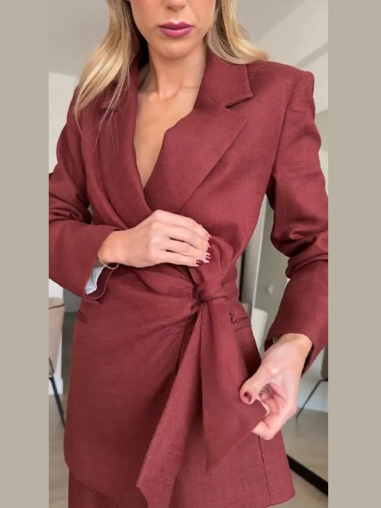 Chic Cotton Linen Blazer Set