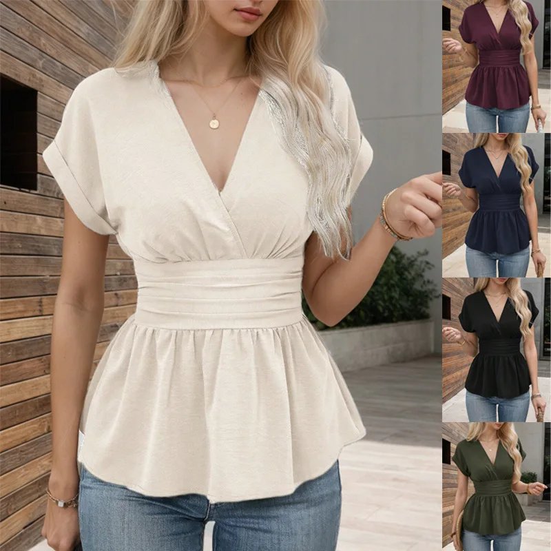 Elegant V-Neck Peplum Top