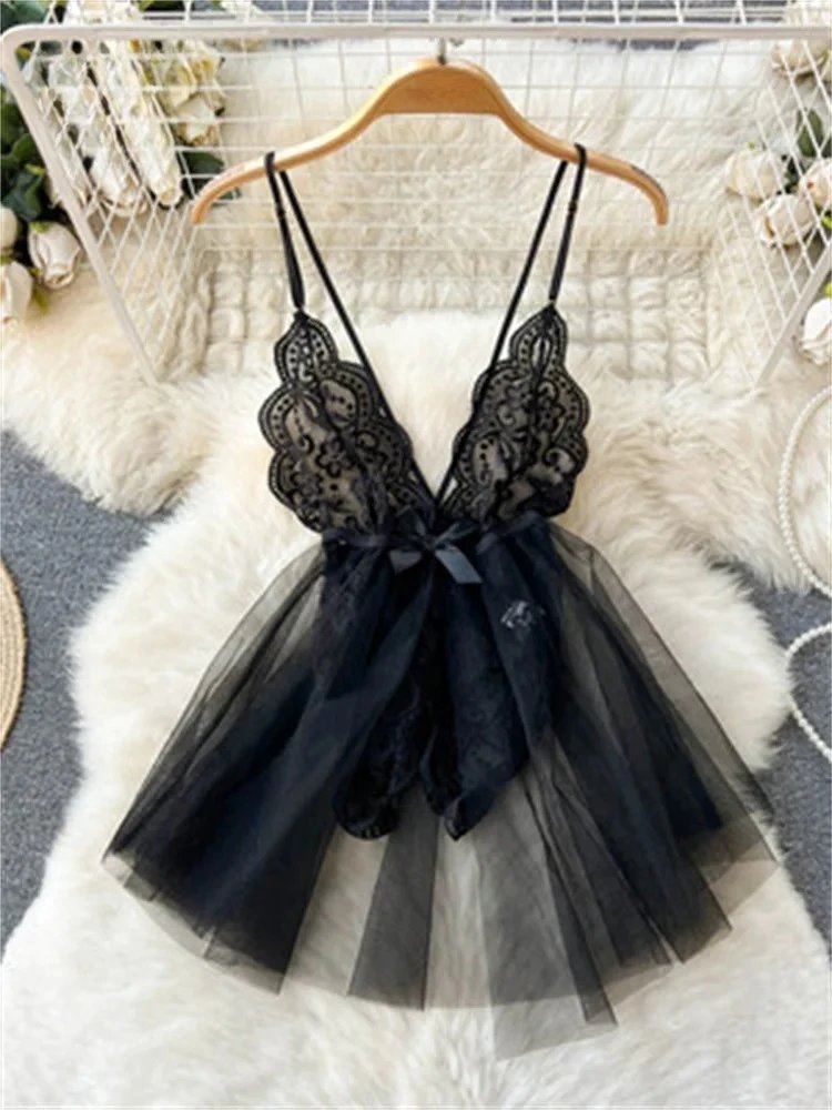 Sensual Lace V-Neck Dress