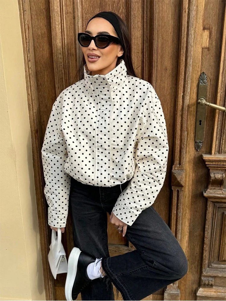 Elegant Polka Dot Short Coat