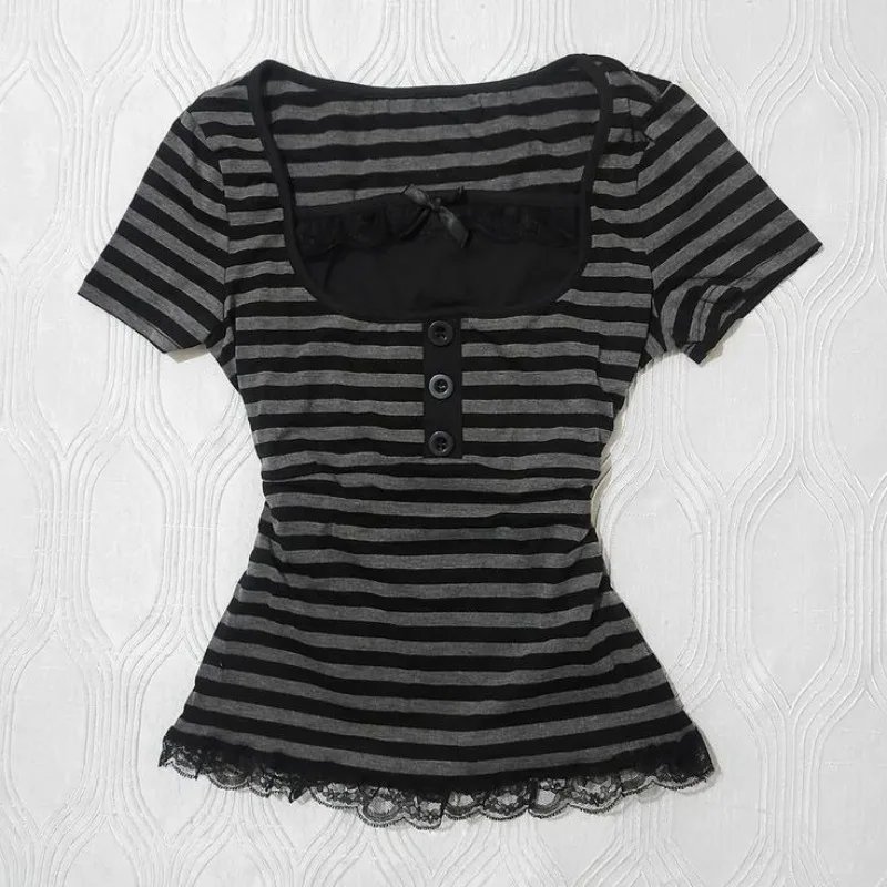 Chic Gothic Striped Crop Top